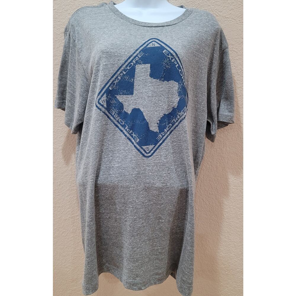 State of Mine Gray Heathered Explore Texas Distressed Graphic Men's Shirt Large